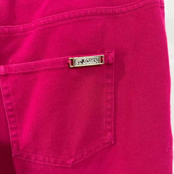 St John Yellow Label Pink Heavyweight Twill Pants Size 4 - Picture 3 of 9